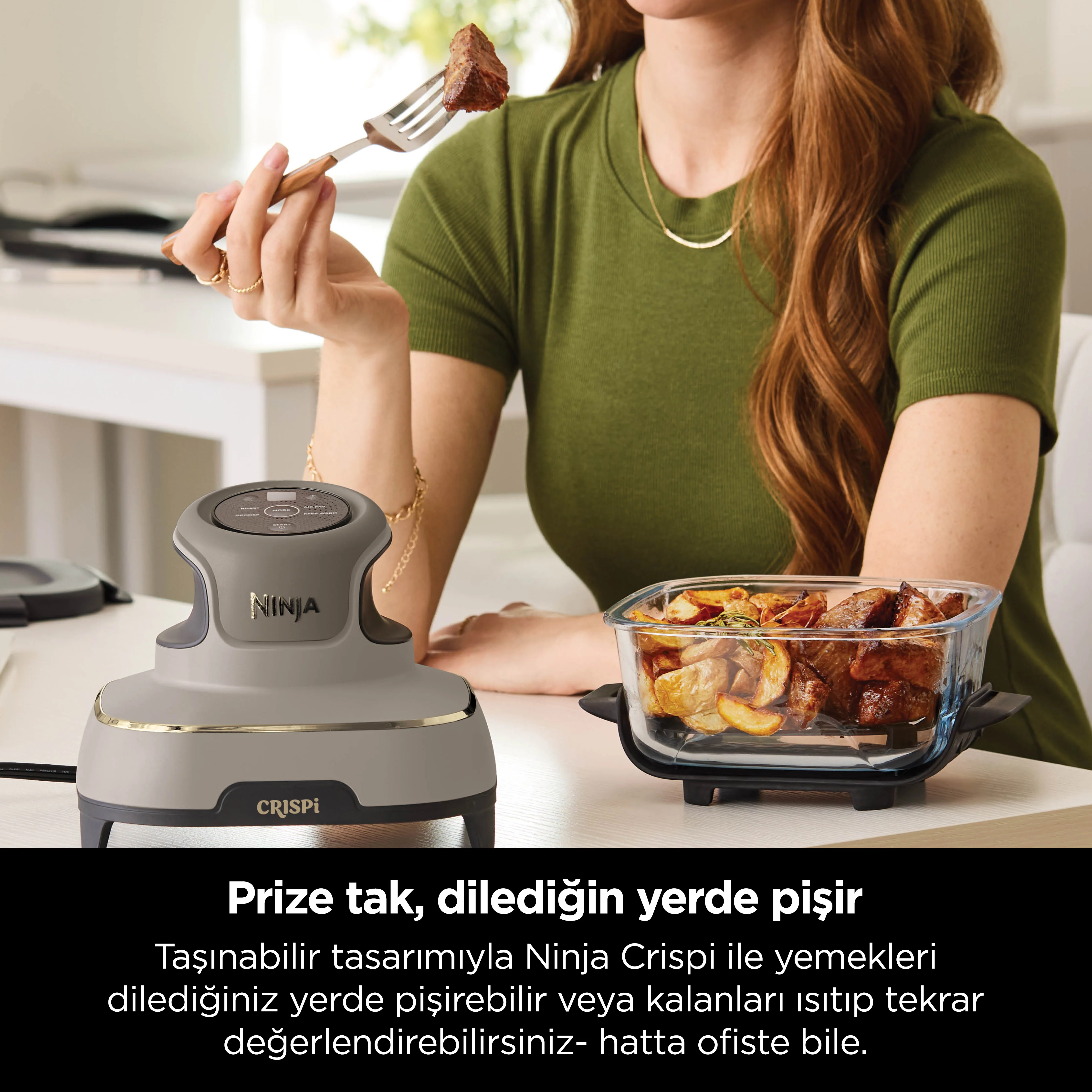 Ninja CRISPi 4-in-1 Taşınabilir Cam Hazneli Pişirme Sistemi - Stone - Image 4