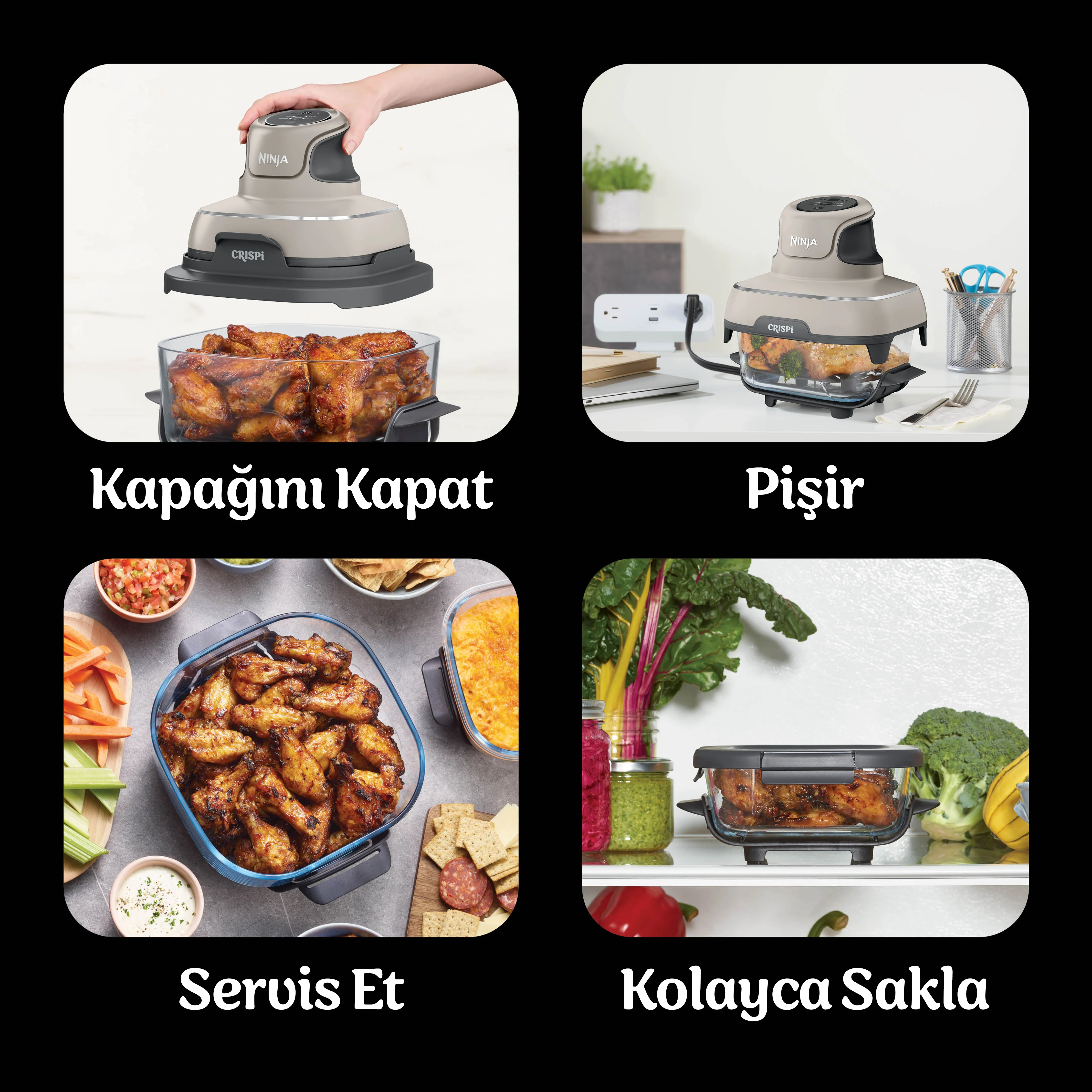 Ninja CRISPi 4-in-1 Taşınabilir Cam Hazneli Pişirme Sistemi - Stone - Image 9