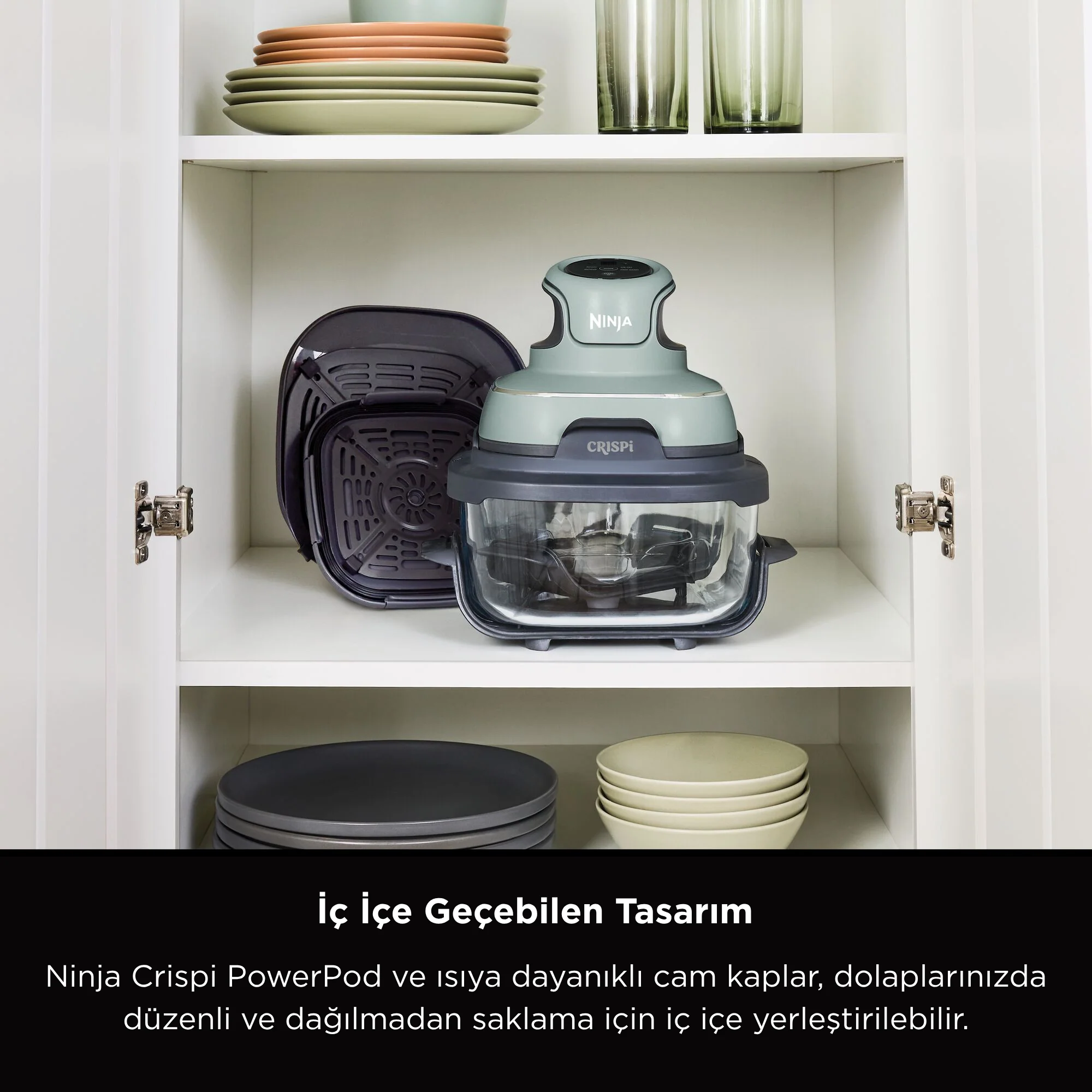 Ninja CRISPi 4-in-1 Taşınabilir Cam Hazneli Pişirme Sistemi - Sage Green - Image 8