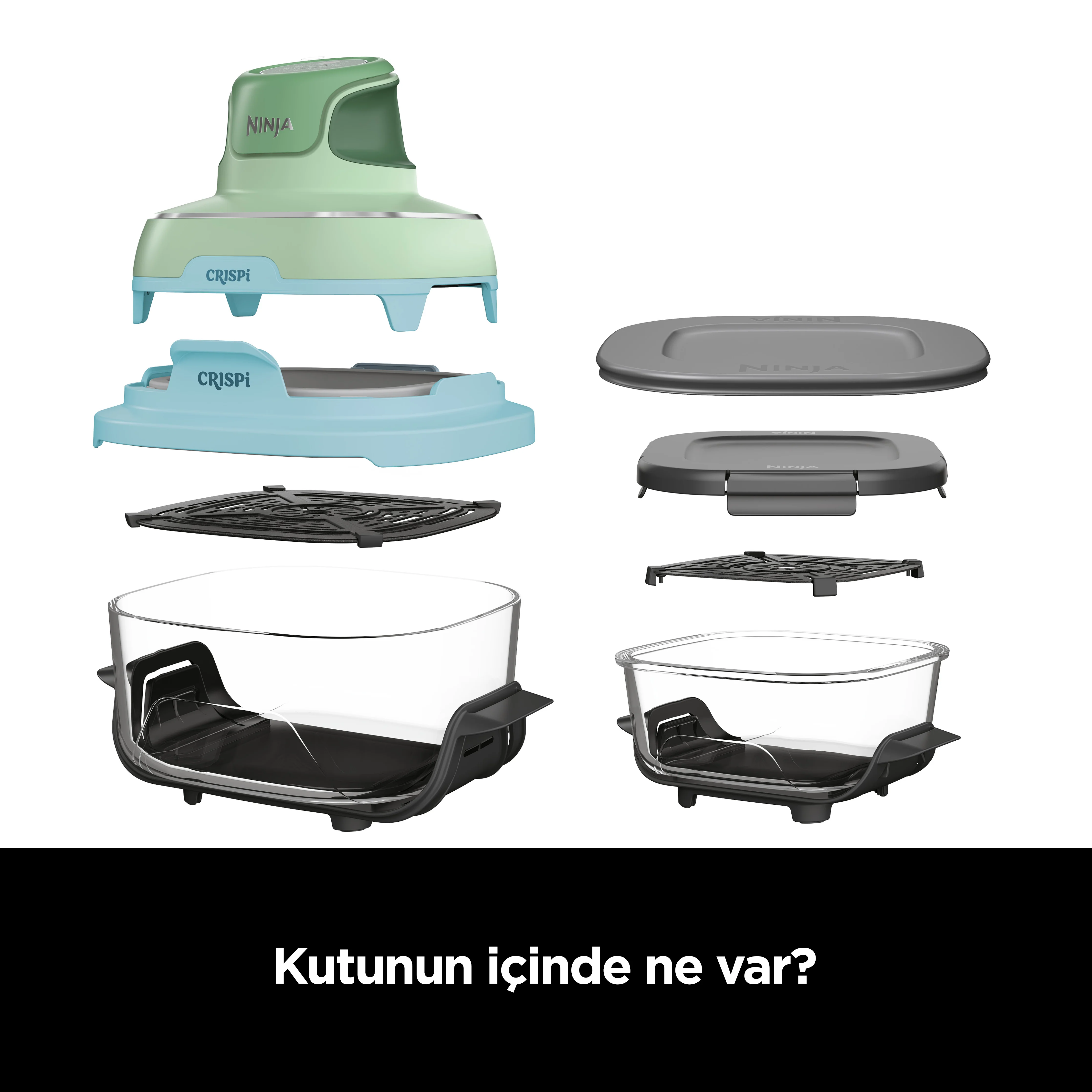 Ninja CRISPi 4-in-1 Taşınabilir Cam Hazneli Pişirme Sistemi - Mint - Image 12