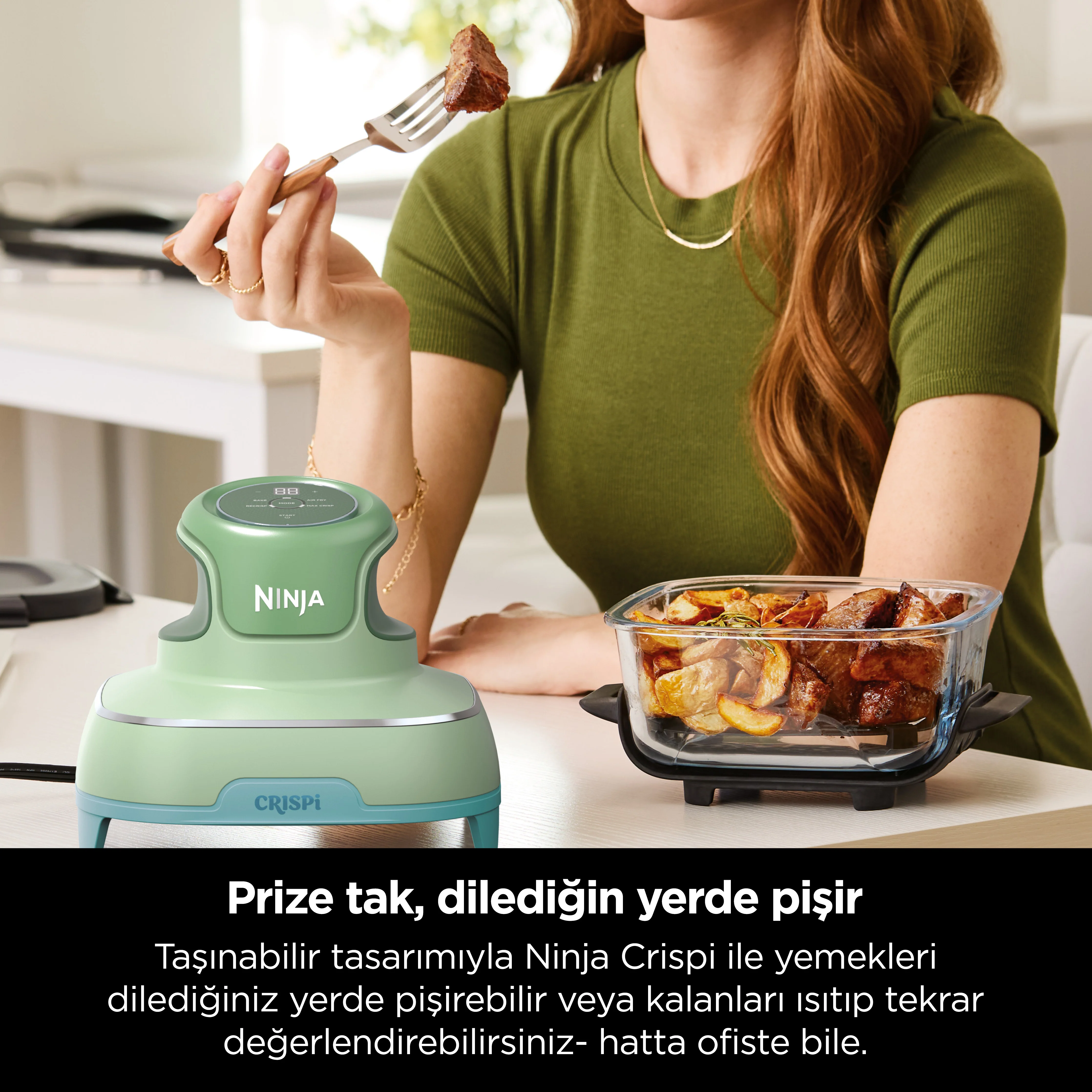 Ninja CRISPi 4-in-1 Taşınabilir Cam Hazneli Pişirme Sistemi - Mint - Image 7