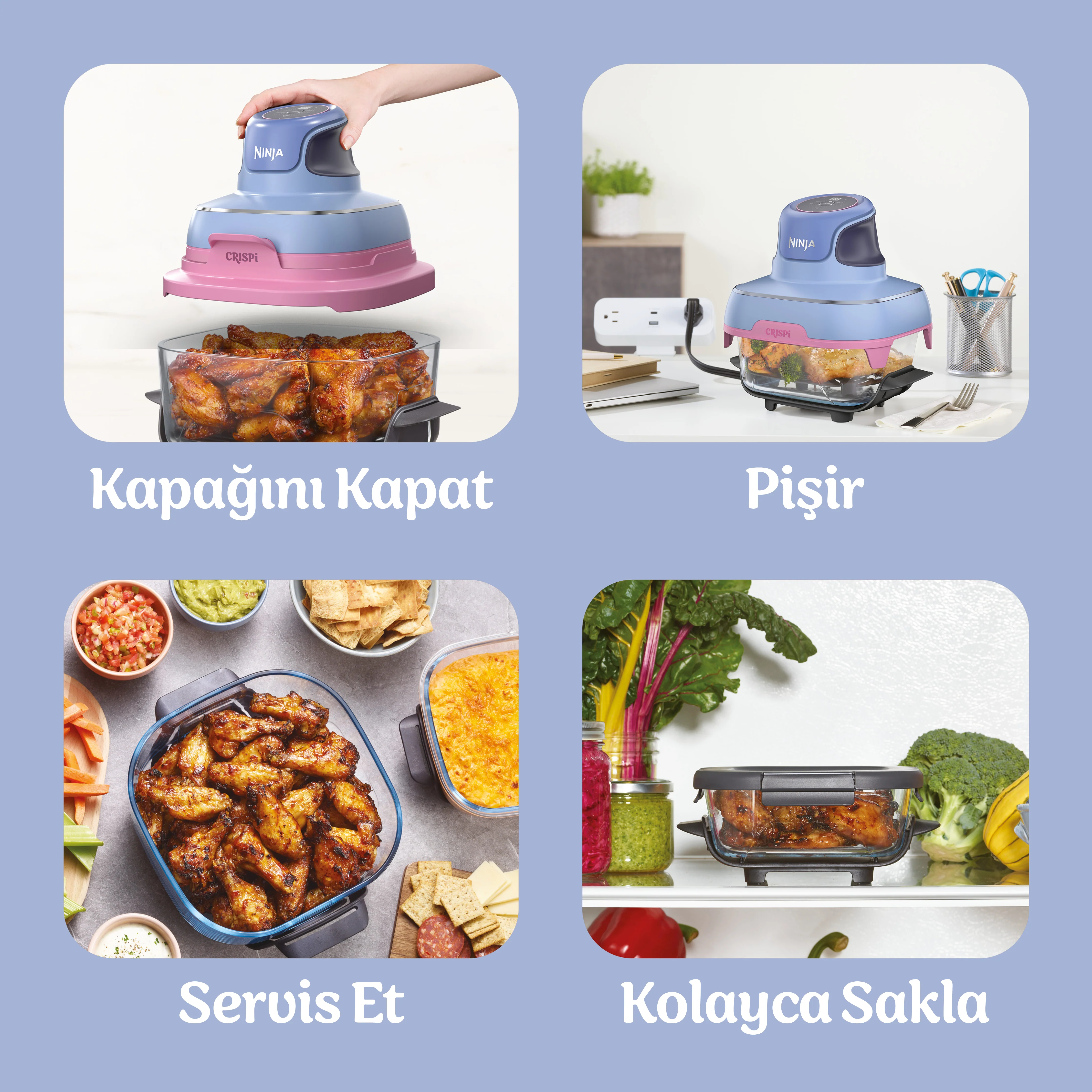 Ninja CRISPi 4-in-1 Taşınabilir Cam Hazneli Pişirme Sistemi - Purple Mauve - Image 14