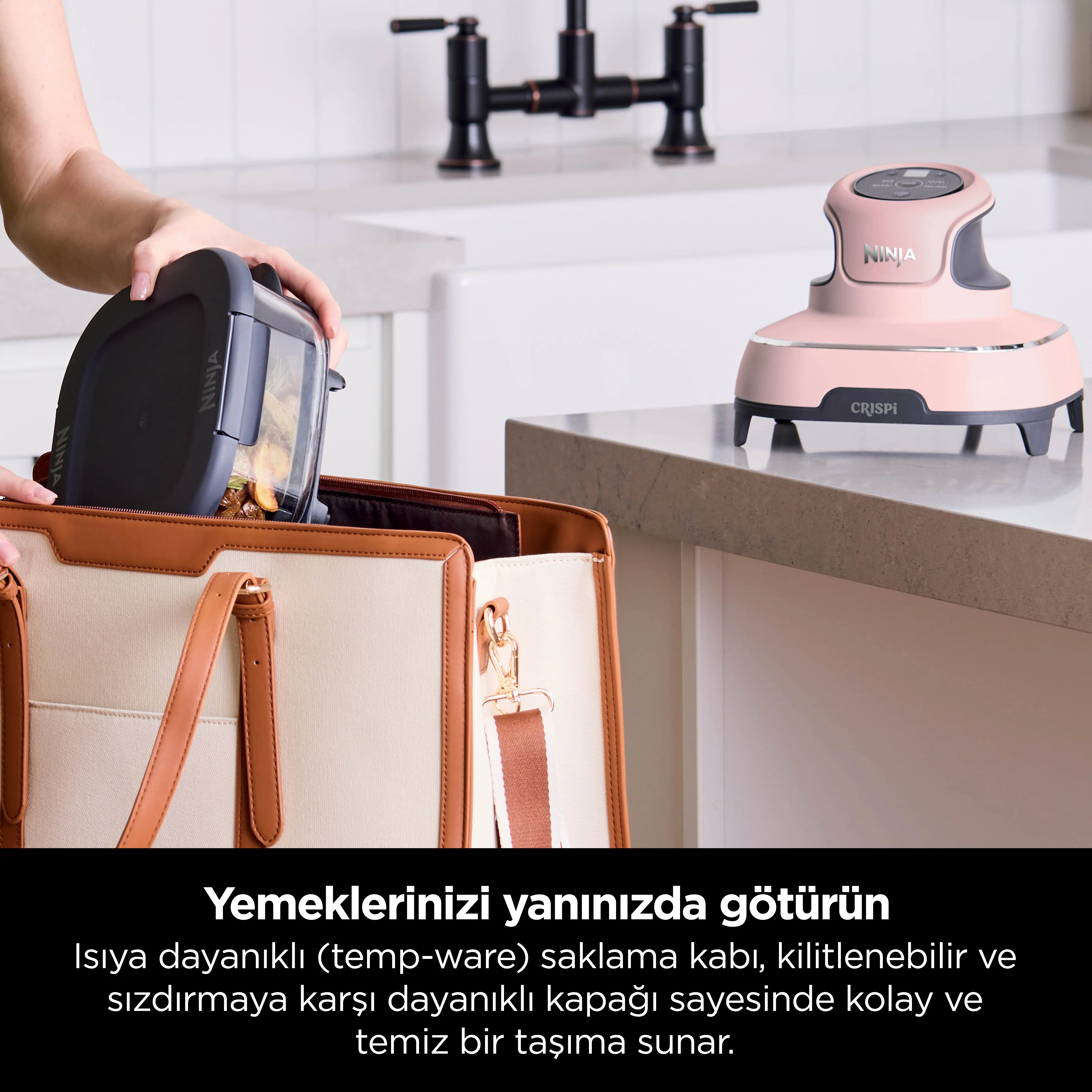 Ninja CRISPi 4-in-1 Taşınabilir Cam Hazneli Pişirme Sistemi - Pink - Image 8