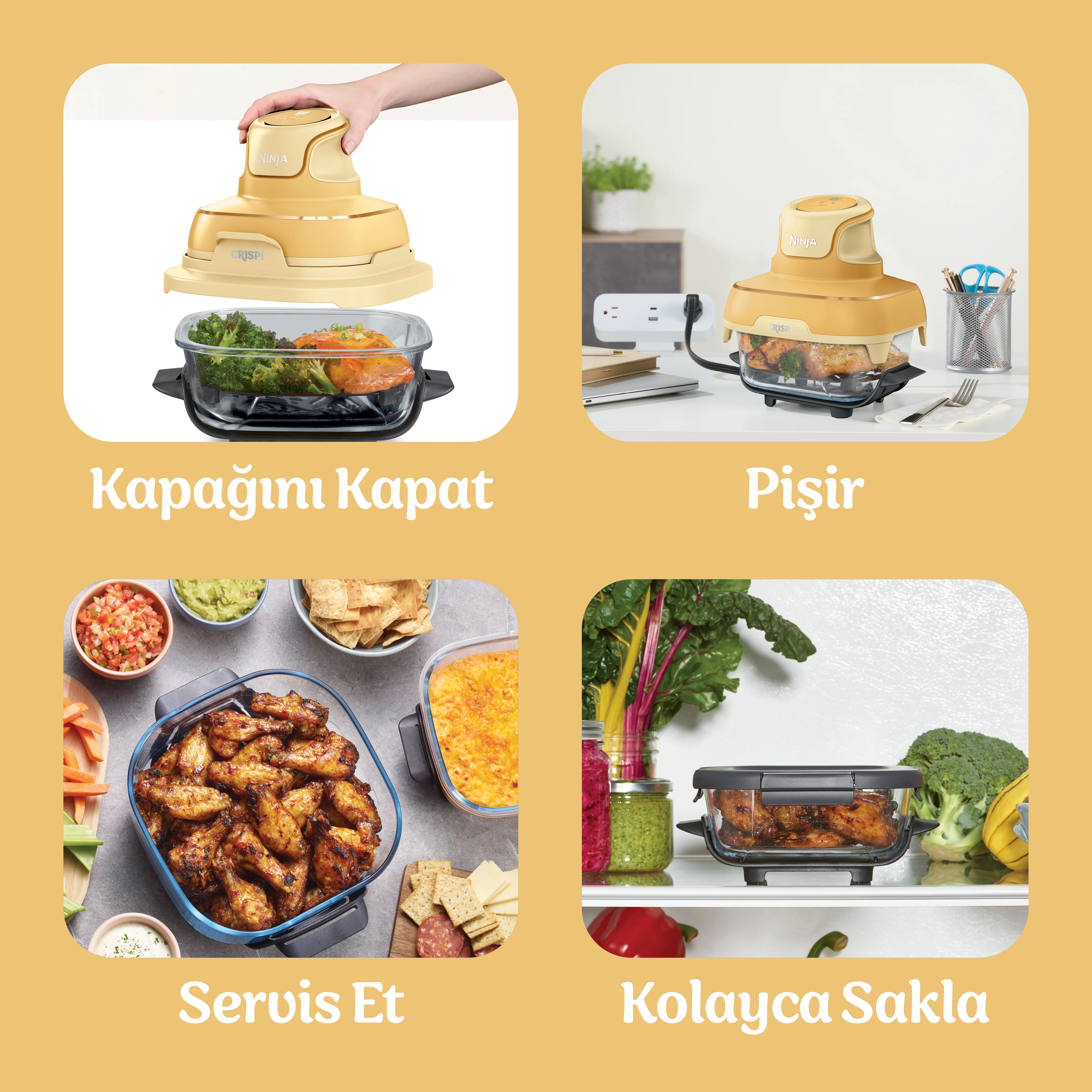 Ninja CRISPi 4-in-1 Taşınabilir Cam Hazneli Pişirme Sistemi - Ginger Snap - Image 10