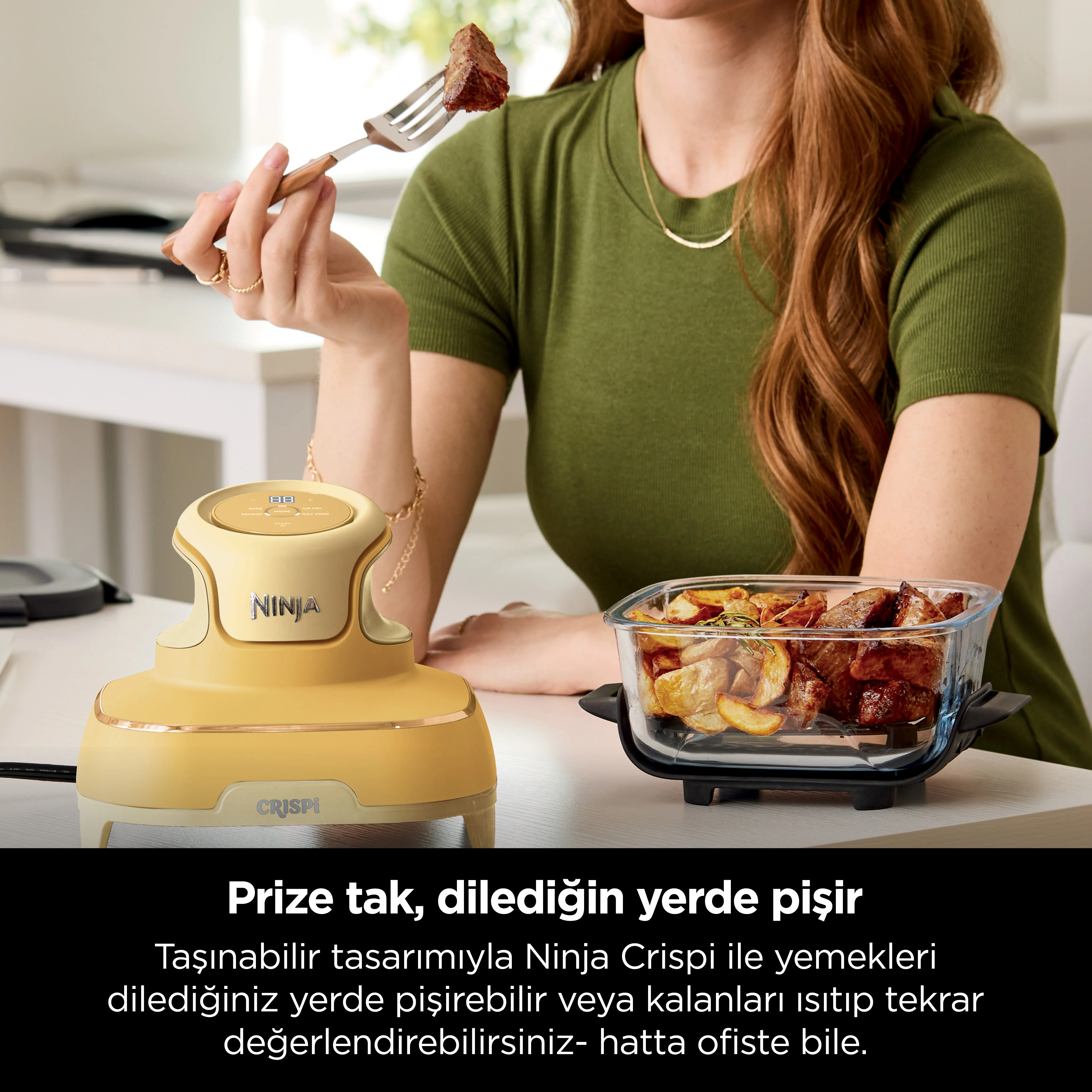 Ninja CRISPi 4-in-1 Taşınabilir Cam Hazneli Pişirme Sistemi - Ginger Snap - Image 6