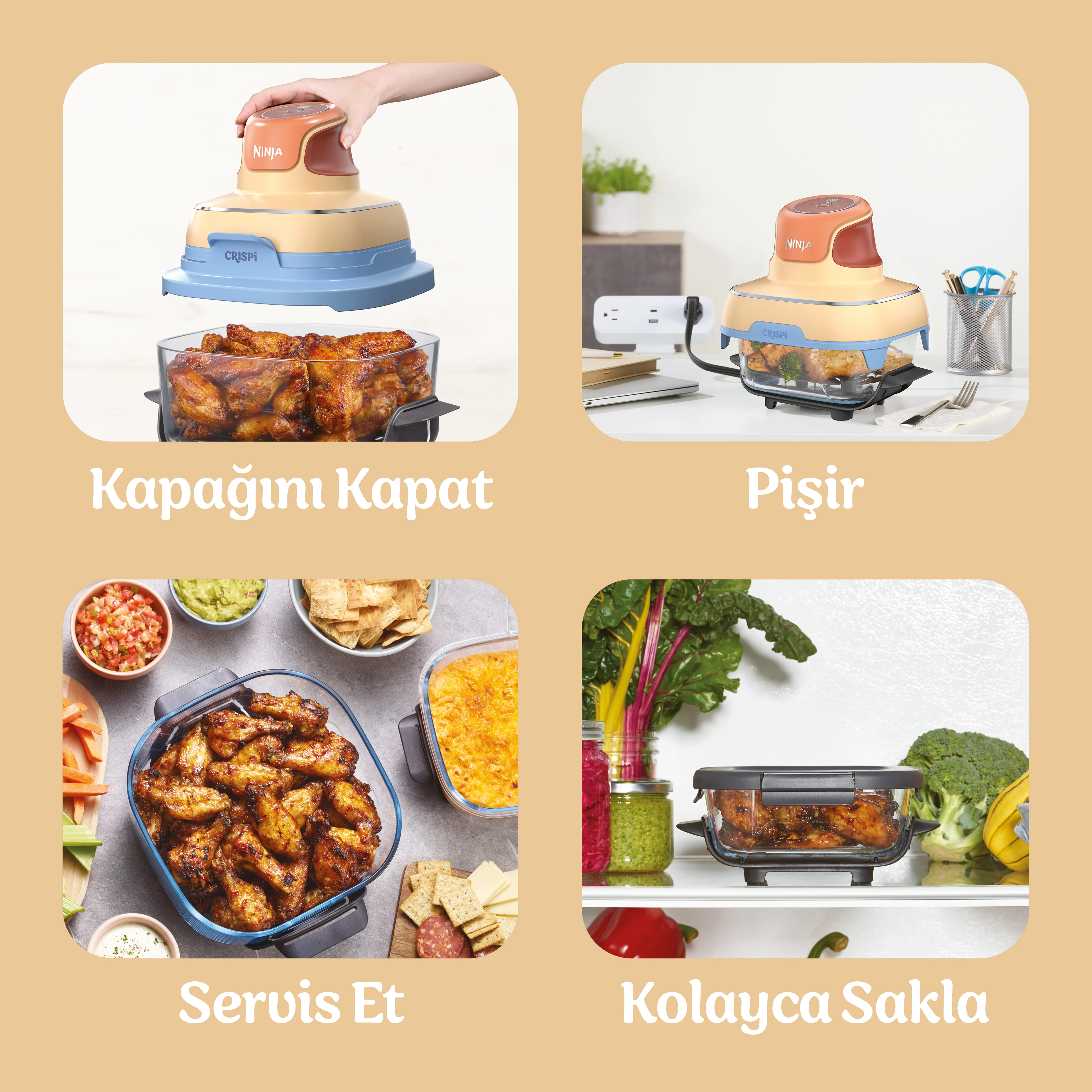 Ninja CRISPi 4-in-1 Taşınabilir Cam Hazneli Pişirme Sistemi - Mango Clouds - Image 13