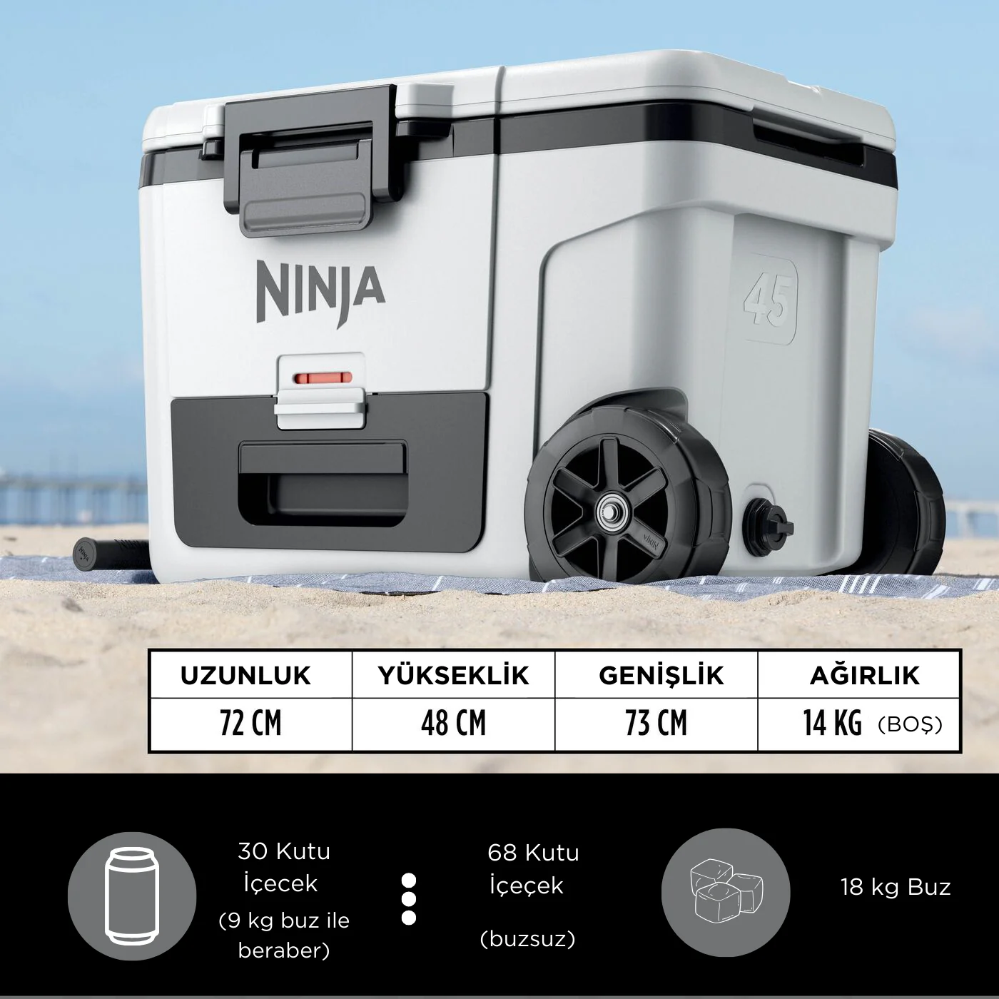Ninja FrostVault Tekerlekli Cooler 42 Litre - Beyaz - Image 9