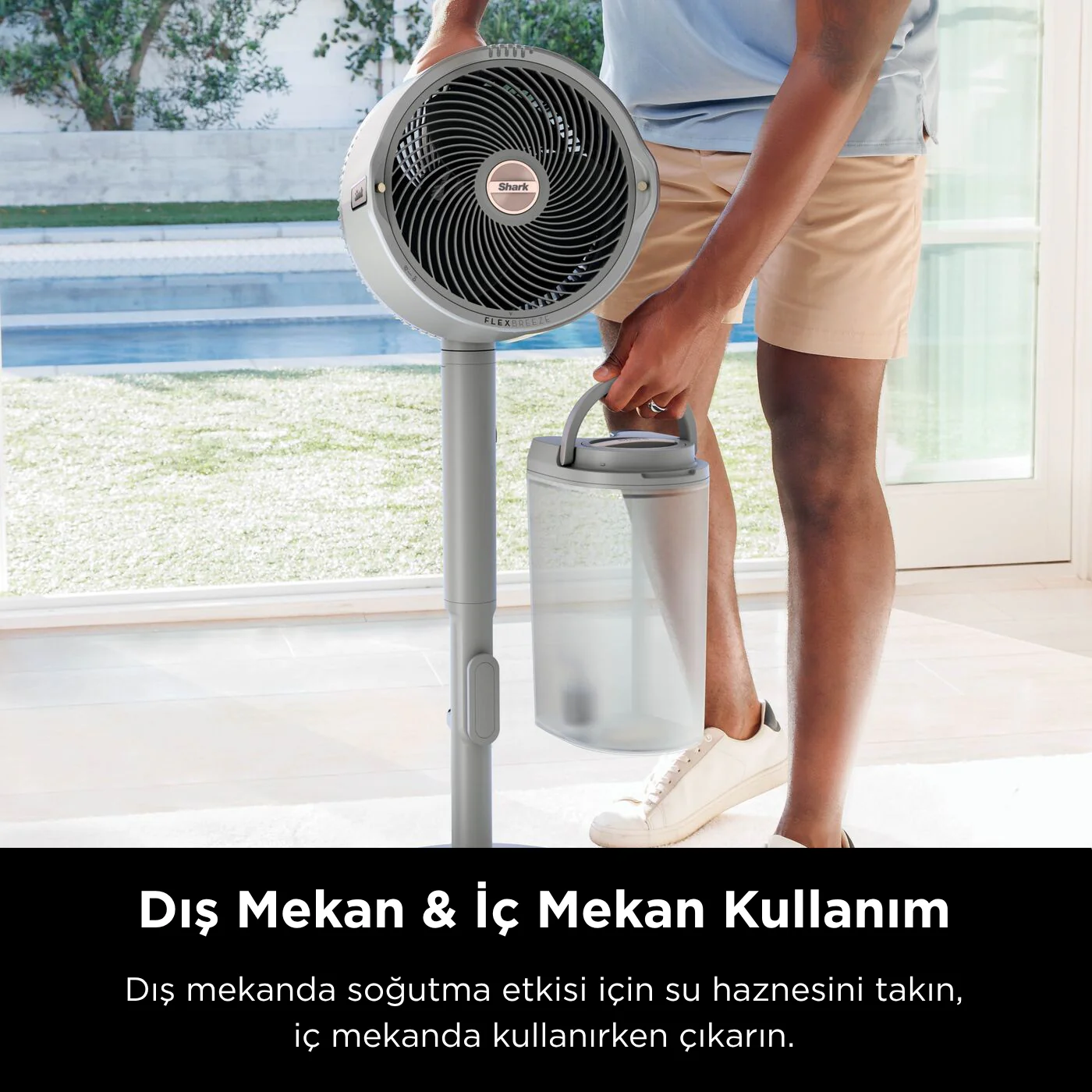 Shark FlexBreeze ProMist Taşınabilir Buharlı Fan – İç ve Dış Mekan Uyumlu, Beyaz - Image 4