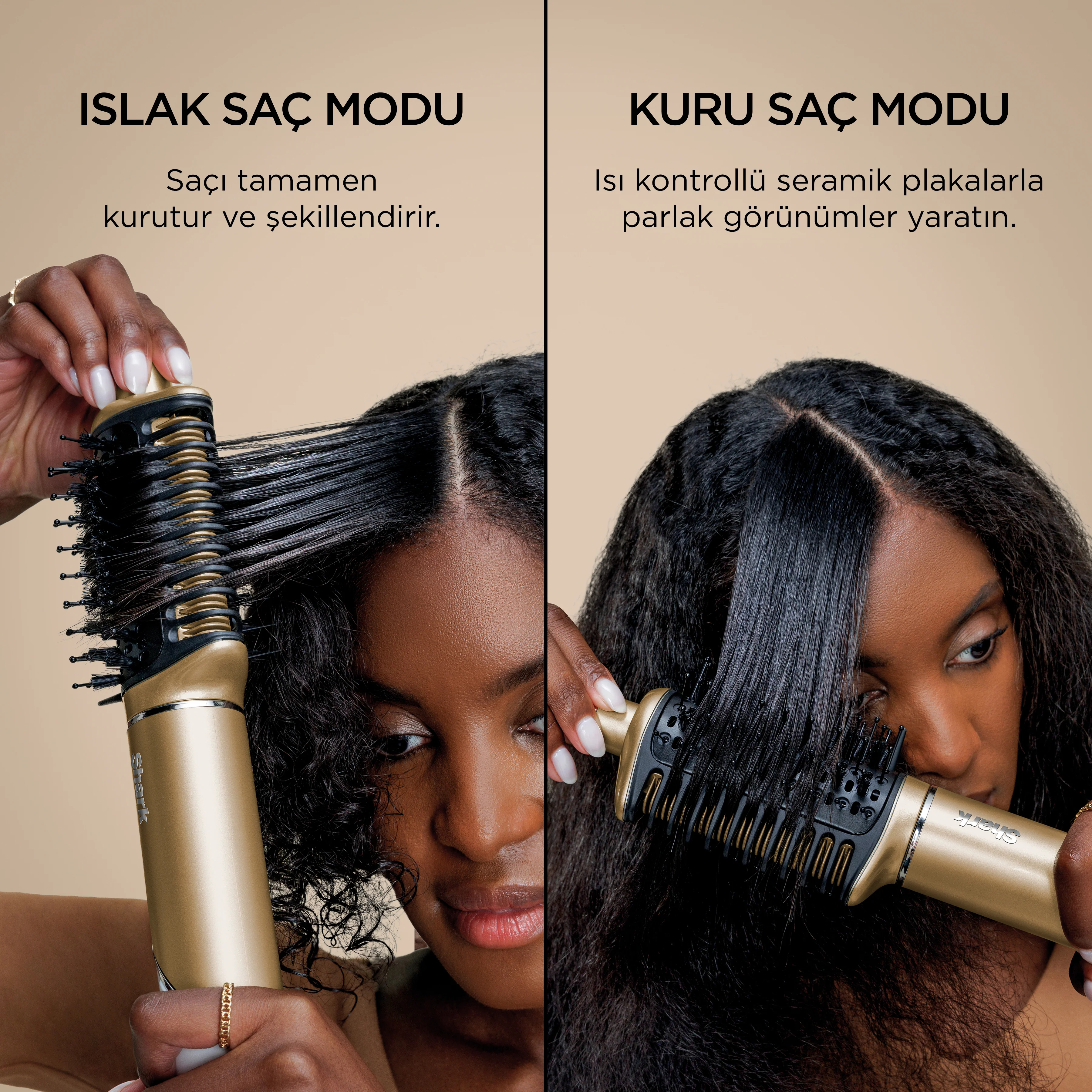 Shark Glam 5 Başlıklı Düz,Dalgalı ve Bukleli Çok Amaçlı Saç Şekillendirici - Gold - Image 11