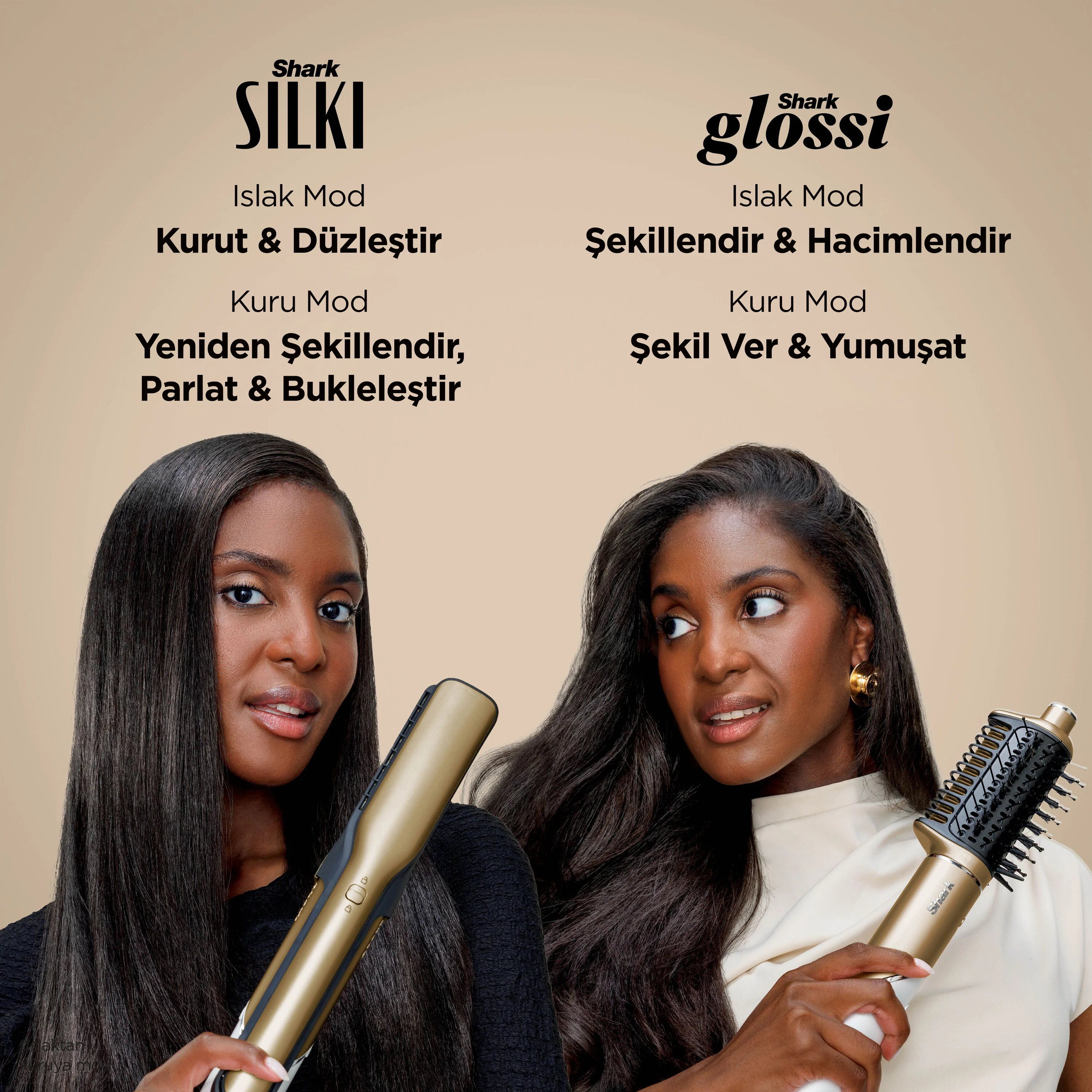Shark Glam 5 Başlıklı Düz,Dalgalı ve Bukleli Çok Amaçlı Saç Şekillendirici - Gold - Image 4