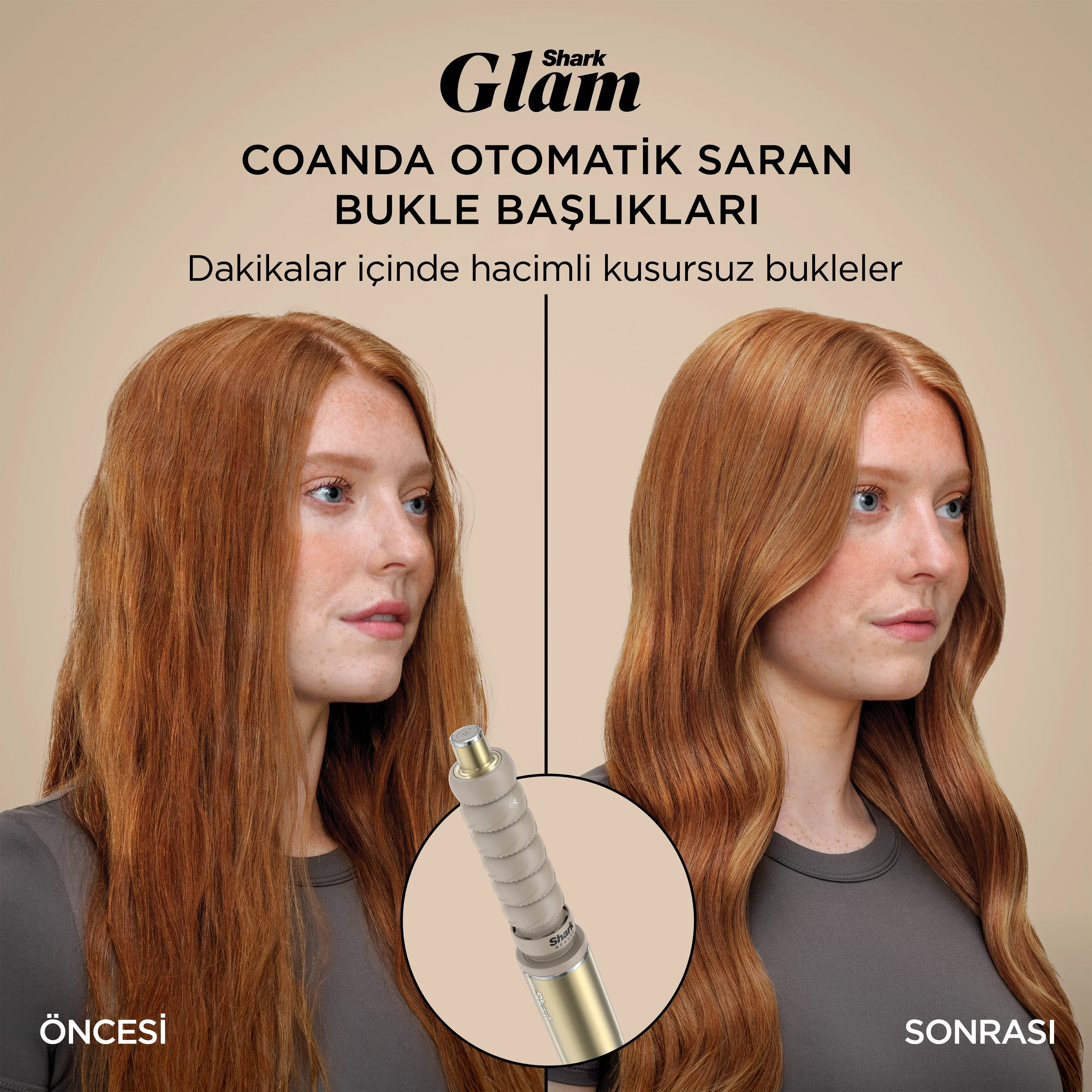 Shark Glam 5 Başlıklı Düz,Dalgalı ve Bukleli Çok Amaçlı Saç Şekillendirici - Gold - Image 7