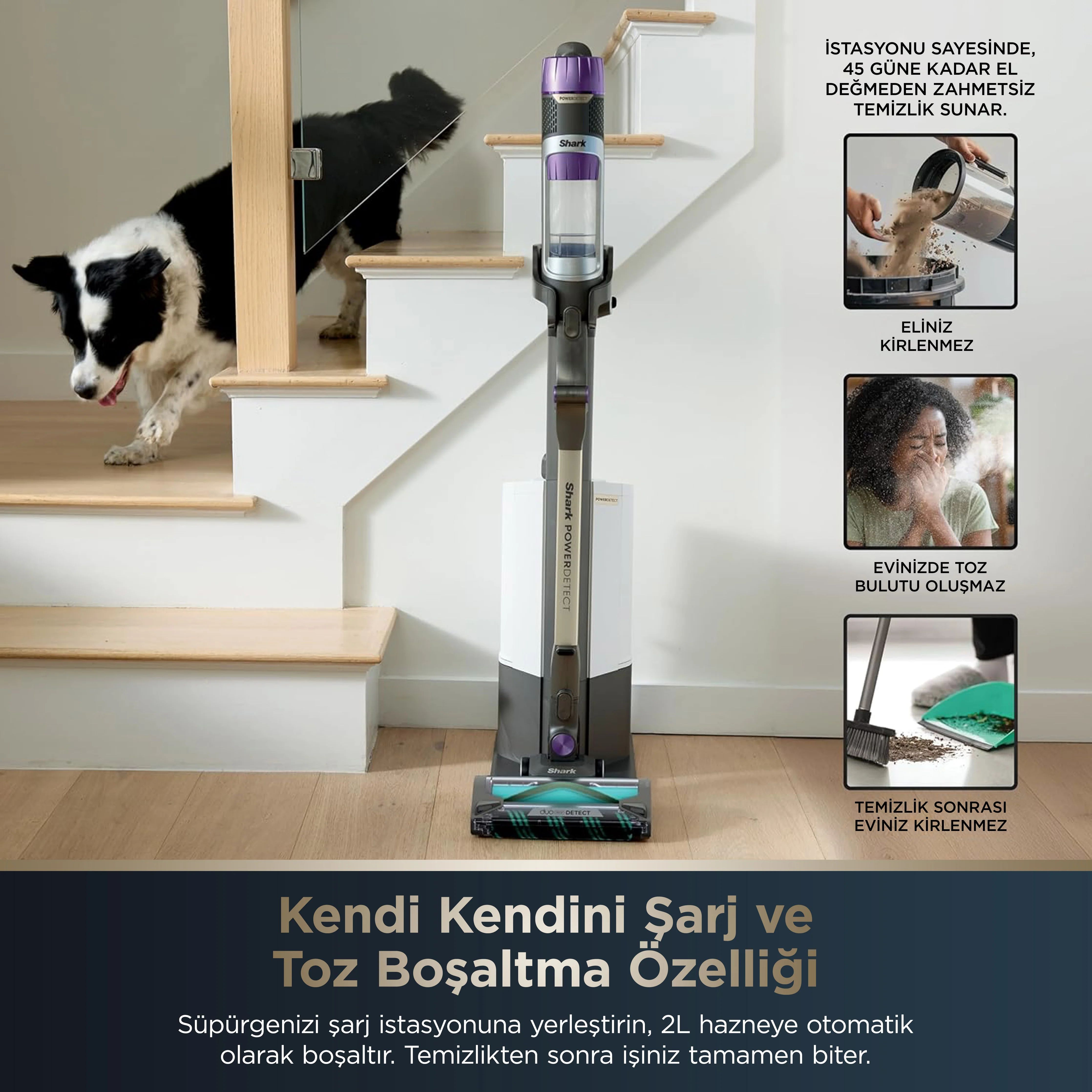 Shark PowerDetect Clean&Empty Auto-Empty Sistemli Pet Başlıklı Şarjlı Dikey Süpürge - Image 3